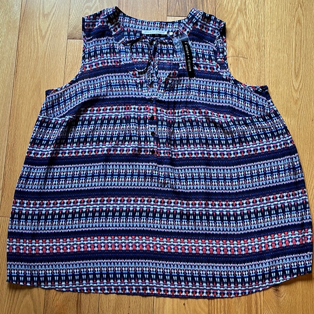 💲8️⃣ Violet & Claire NEW Multicolor Tank V Neck with Buttons Size 1X Polyester